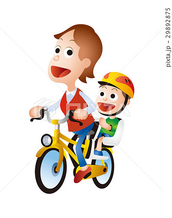 自転車の交通安全 二人乗り自転車のイラスト素材