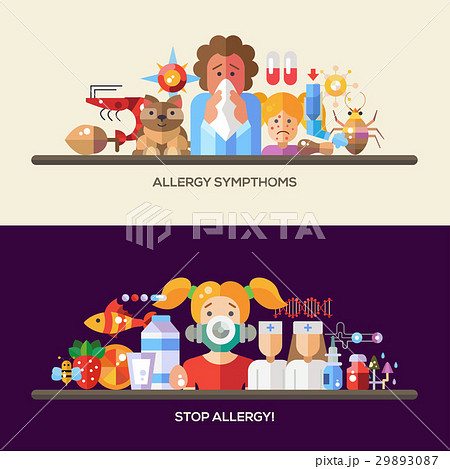Allergy and allergens flat design website banners 29893087