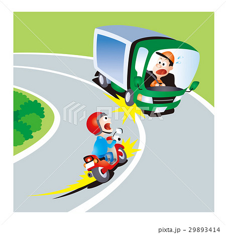 自動二輪の交通安全 バイクのコーナー膨らみのイラスト素材 29893414 Pixta