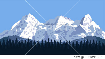 Mountain Landscape With Forest And Rocksのイラスト素材
