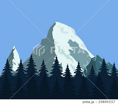 Mountain Landscape With Forest And Rocksのイラスト素材