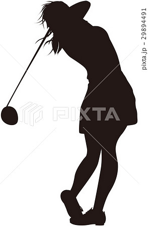 女性ゴルファーシルエットのイラスト素材