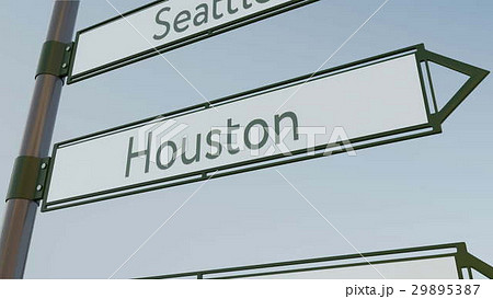 Houston direction sign on road signpost with 29895387