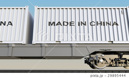 Cargo train and containers with MADE IN CHINA Cargo train and containers with MADE IN CHINA 29895444