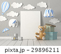 Mock up blank poster on wall of nursery room. 29896211