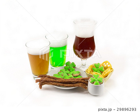 Light camp green and dark beer in a glass 29896293