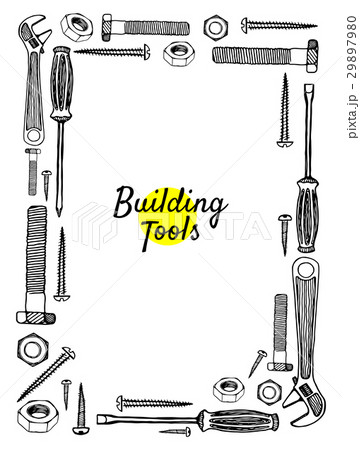 building tools hand drawn frame 29897980