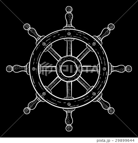 Steering wheel. Hand drawn sketch on black Steering wheel. Hand drawn sketch on black 29899644