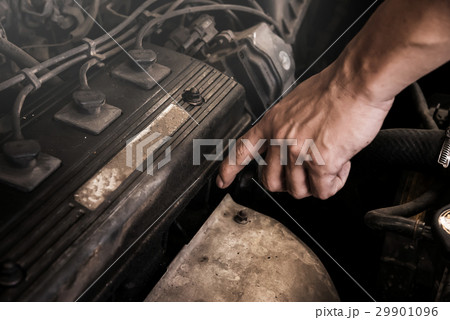 Close up of dirt on detail of old car engine. 29901096