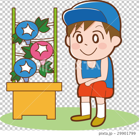 男女セットの価格 手描きイラスト 朝顔と共に オリジナル 男の子 少年 送料無料まとめ買い ハンドメイド 日用品 インテリア Roe Solca Ec
