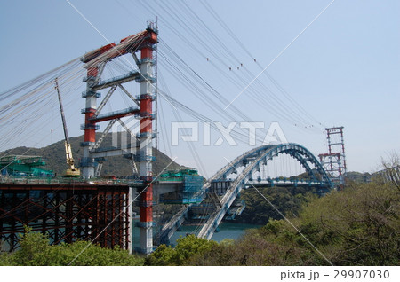 新天門橋建造中の写真素材