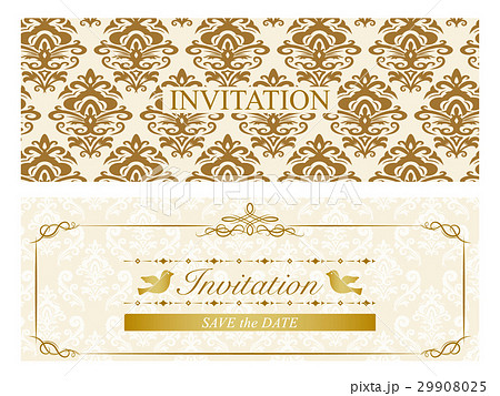 ビンテージな招待状セットのイラスト素材 29908025 Pixta