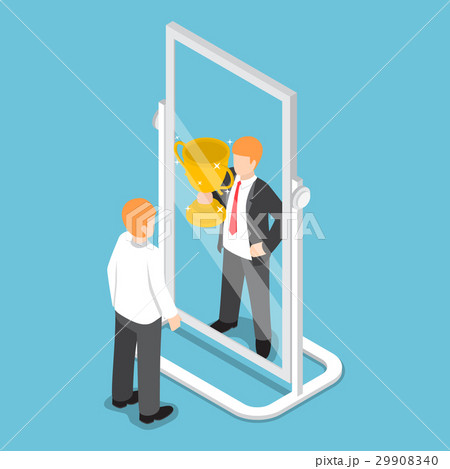 Businessman see himself successful in the mirror 29908340