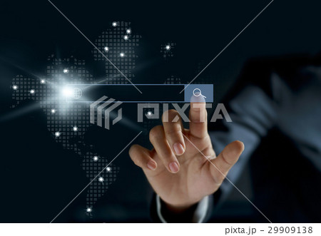 business woman press searching button 29909138