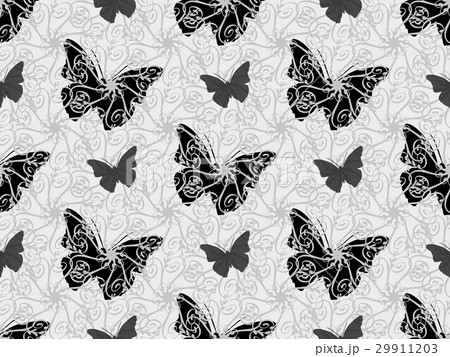 Beautiful seamless background of butterflies black 29911203