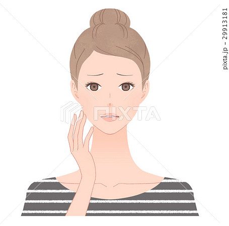 困り顔の女性のイラスト素材