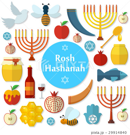 Rosh Hashanah, Shana Tova flat vector icons set Rosh Hashanah, Shana Tova flat vector icons set 29914840