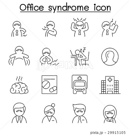 Office syndrome icon set in thin line style 29915105