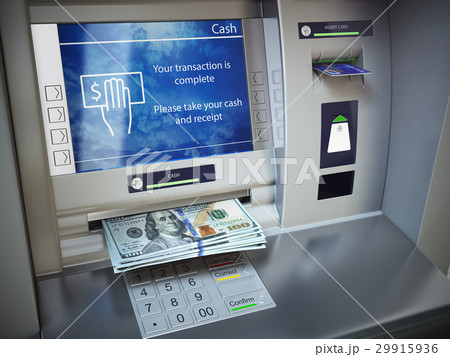 ATM machine and money ATM machine and money 29915936