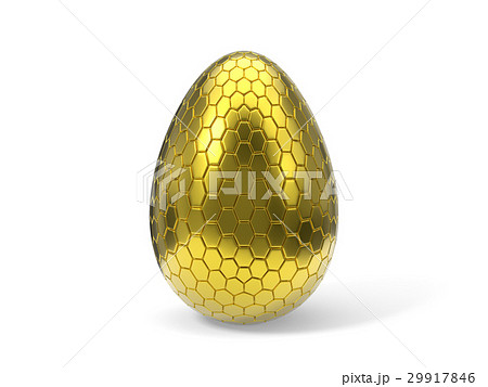 3d illustration of hexagon plated golden easter 29917846