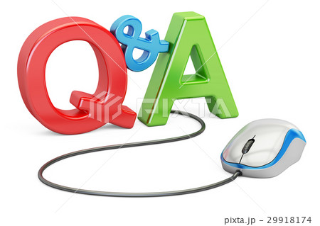 Q&A concept with computer mouse, 3D rendering 29918174