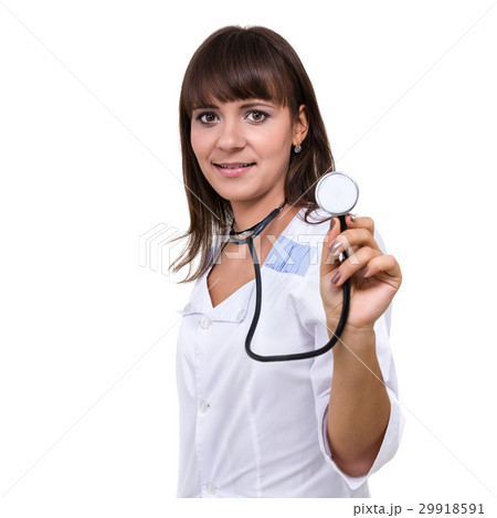 Portrait of a friendly female doctor with Portrait of a friendly female doctor with 29918591