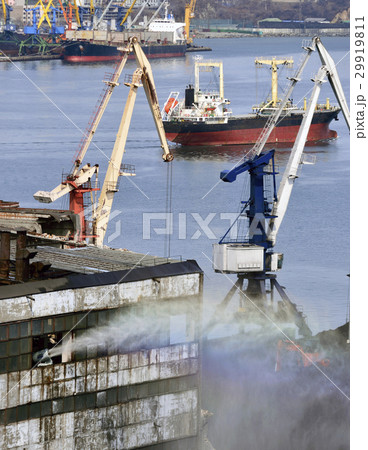 freight traine and coal in port freight traine and coal in port 29919811