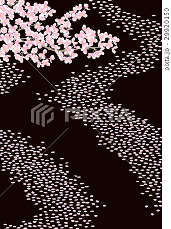 桜と花筏 日本風の背景のイラスト素材