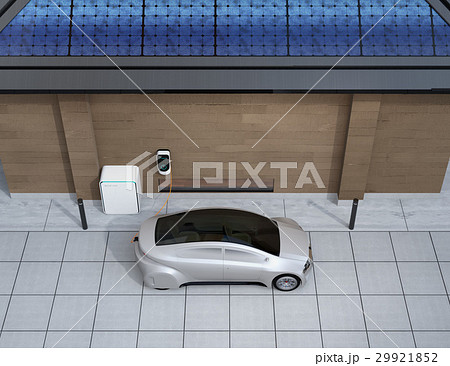 ソーラーパネルで発電し、バッテリーに蓄えて電気自動車を充電するコンセプト。 29921852