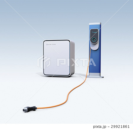 EV急速充電スタンド、蓄電池と充電コネクタのイメージ。 29921861