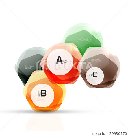 Shiny style modern geometrical hexagons web boxes 29930570