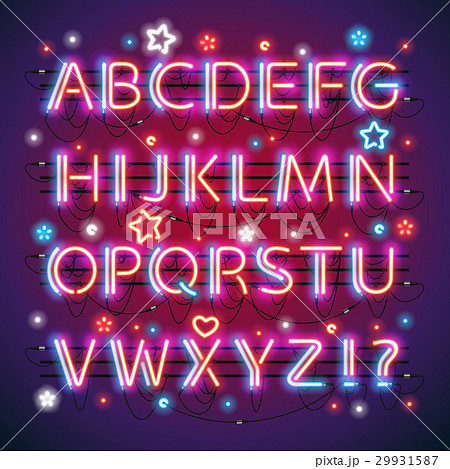 Glowing Neon Red Blue Alphabet 29931587