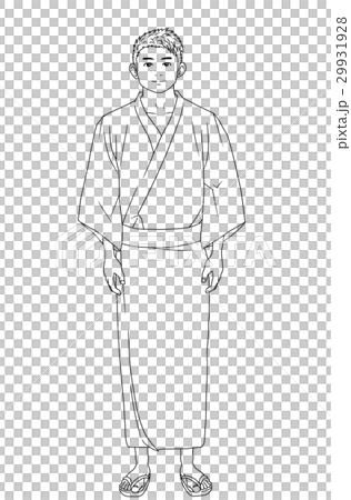 A man in a yukata (* Line drawing only, PNG transparent background) 29931928