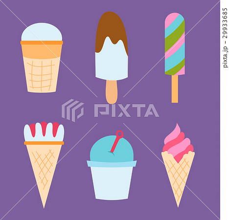 Set ice cartoon colorful cream dessert vector 29933685