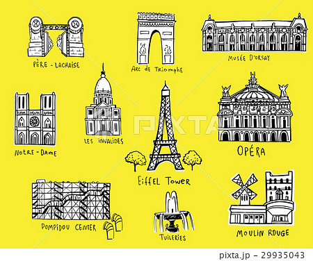 Paris city sights illustrations 29935043