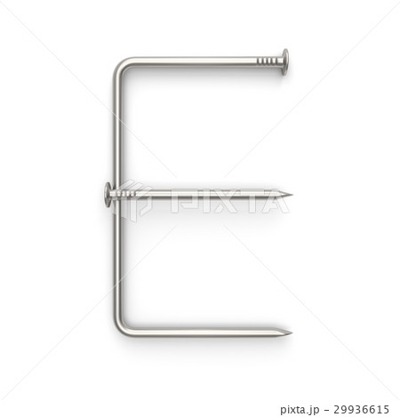 Alphabet made from nails, letter E. 29936615