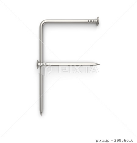 Alphabet made from nails, letter F. Alphabet made from nails, letter F. 29936616