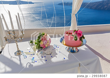 Wedding table with cake and candles 29938087