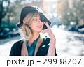 Blonde woman dreaming in hat closeaup fashion 29938207