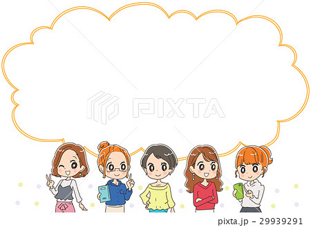 若い女性グループとふきだしのイラスト 29939291