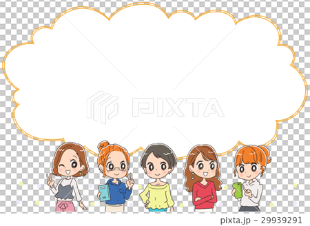 若い女性グループとふきだしのイラスト 29939291