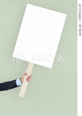 Human Hand Holding Banner Copy Space Human Hand Holding Banner Copy Space 29941319