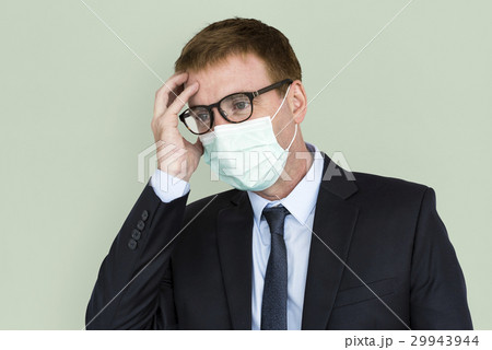 Businessman Unwell Face Mask Concept 29943944