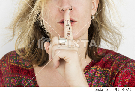 Woman Quiet Shut Up Secret Shh Portrait Concept Woman Quiet Shut Up Secret Shh Portrait Concept 29944029