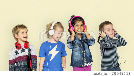 Little Children Headphones Music Having Fun 29945513