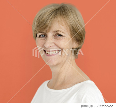 Senior Adult Woman Smiling Happiness Studio Portrait Senior Adult Woman Smiling Happiness Studio Portrait 29945522