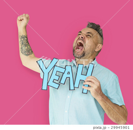 Caucasian Man Shouting Positive Yeah 29945901
