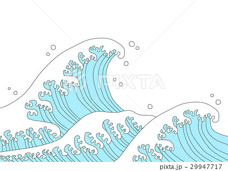 波 和風 イラスト 白背景のイラスト素材