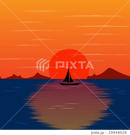 sunset landscape with beautiful island vector sunset landscape with beautiful island vector 29948026