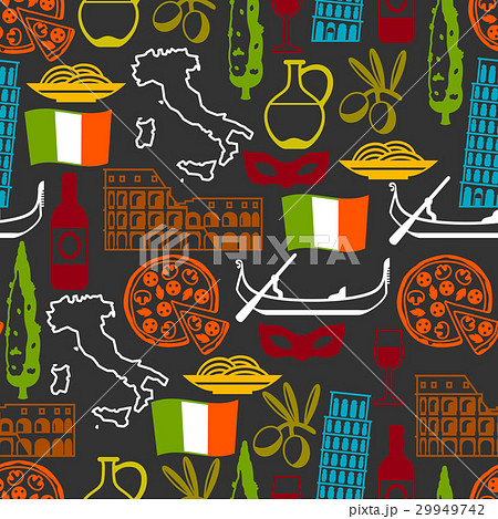 Italy seamless pattern. Italian symbols andのイラスト素材 [29949742] - PIXTA